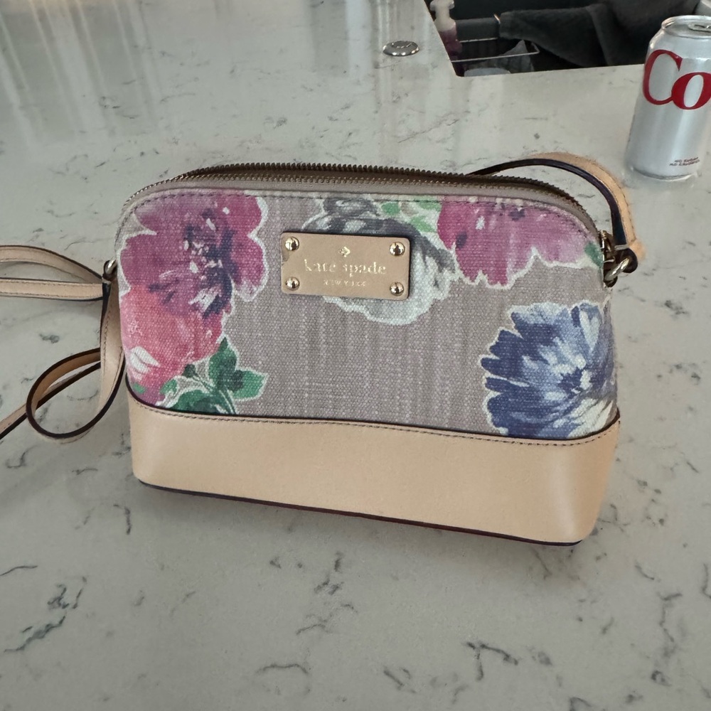 Kate Spade Floral Canvas crossbody with Beige Accents new